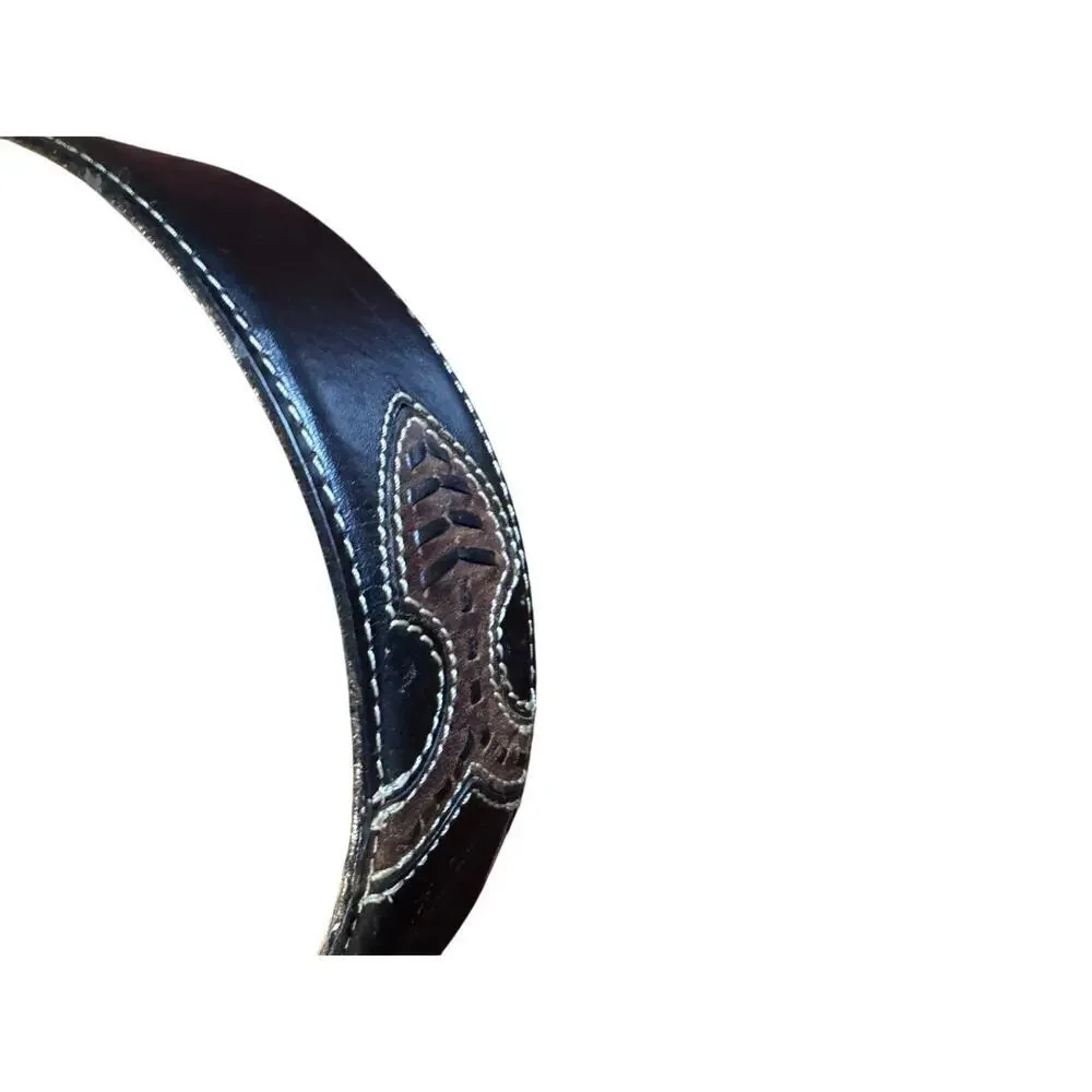 Justin Boots Leather Western Belt Men’s Size 42  C10923 Two-Tone Woven Design